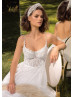 Beaded Ivory Lace Tulle Open Back Fairytale Wedding Dress
